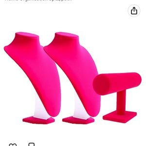 9" Pink Velvet Necklace Bust Holder Bracelet Organizer Display Stand Mannequin